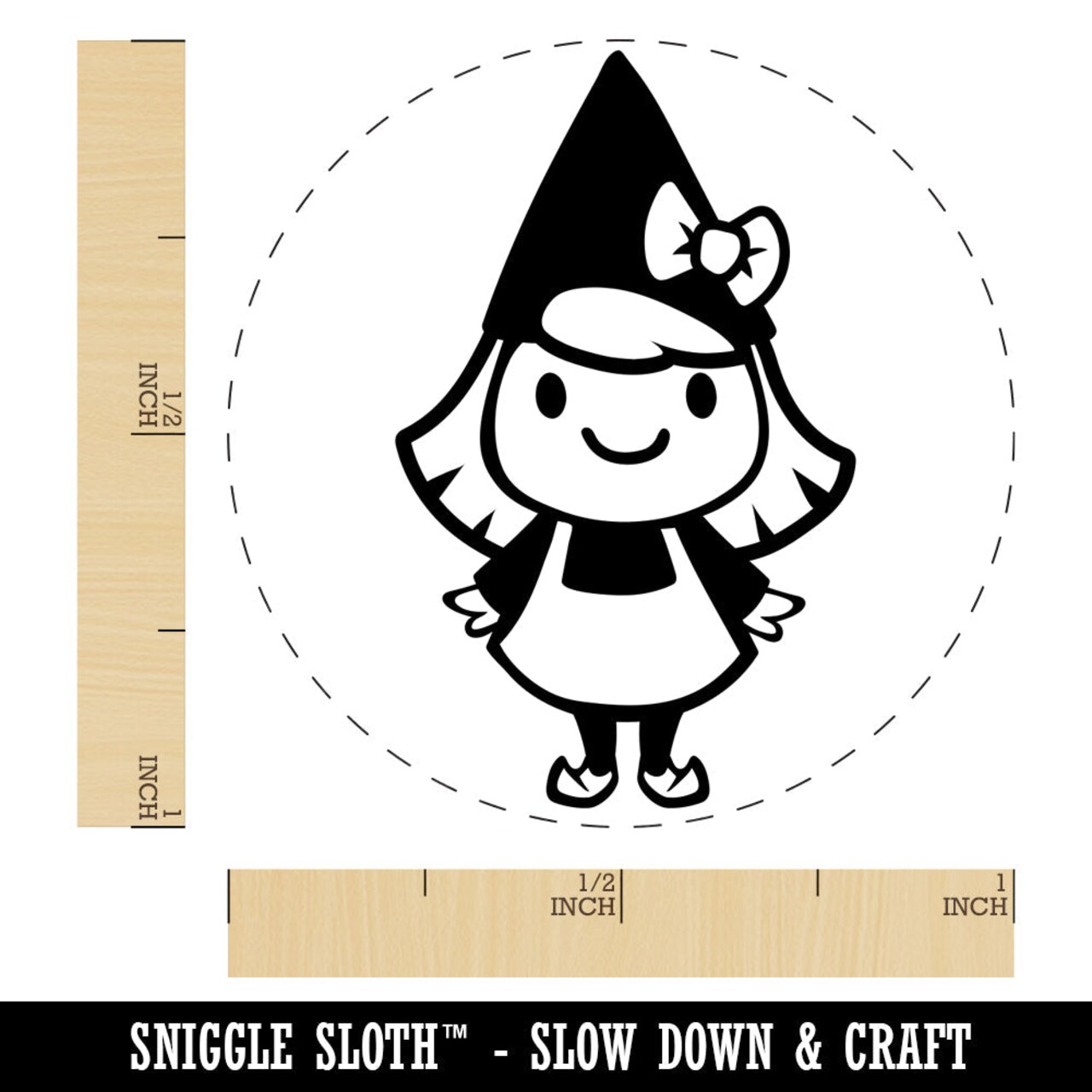 Cute Little Lady Gnome Rubber Stamp for Stamping Crafting Planners